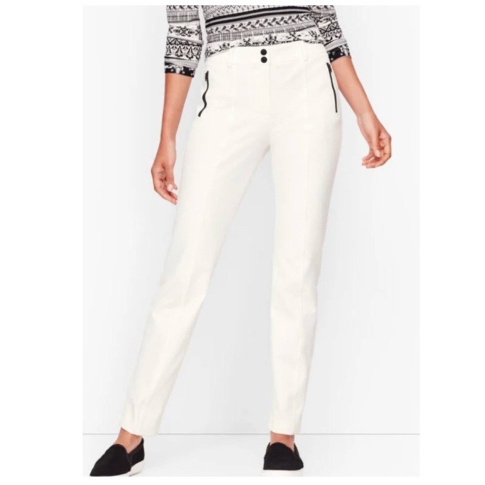 Talbots Stretch Twill Straight Leg‎ Pants In White Size 16